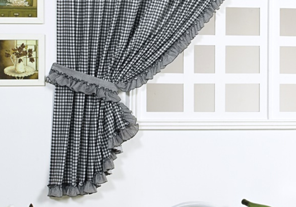 cortina para cozinha 200cm x 160cm curtinas trabalhadas e mais alças de tecido - 4