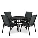 Ver imagem 1 de Mesa 4 Cadeiras Ripado Piscina Alumínio Preto e Tela Preto