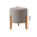 Ver imagem 2 de Kit com 2 Puffs Elegance em Linho Pés de Madeira Design Minimalista Sala Moderna Premium - Cinza
