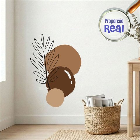Adesivo Floral Boho Marrom Estilo Nórdico 55x80 Minimalista Mod.02
