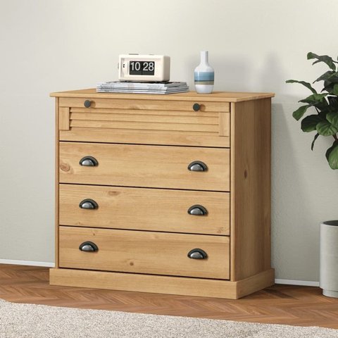 Cômoda 4 Gavetas Madeira de Pinus 76x80cm Bege/Cera