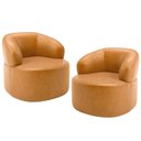 Ver imagem 2 de Kit 02 Poltronas Giratória Orgânica para Sala Living Helena L02 Couríssimo Whisky - Lyam Decor