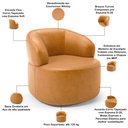 Ver imagem 3 de Kit 02 Poltronas Giratória Orgânica para Sala Living Helena L02 Couríssimo Whisky - Lyam Decor