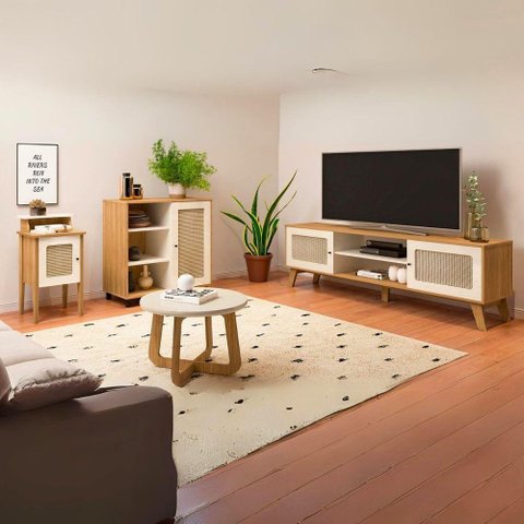 Sala de Estar Charlotte - Rack 2 Mesas e Aparador