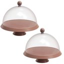 Ver imagem 1 de Kit 2 Porta Bolos com Cúpula e Pé 28cm Amêndoa Tortas Doces Boleira Bubble Crippa
