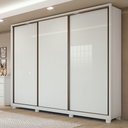 Ver imagem 1 de Guarda-Roupa Casal 3 Portas de Correr 6 Gavetas com Pés MDF 270cm Spazio Yescasa Branco