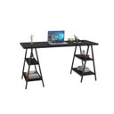 Ver imagem 3 de Escrivaninha Mesa Escritório Cavalete Estilo Kuadra 4 Prateleiras 150cm Industrial Preto Ônix