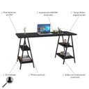 Ver imagem 5 de Escrivaninha Mesa Escritório Cavalete Estilo Kuadra 4 Prateleiras 150cm Industrial Preto Ônix