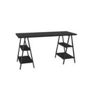 Ver imagem 4 de Escrivaninha Mesa Escritório Cavalete Estilo Kuadra 4 Prateleiras 150cm Industrial Preto Ônix
