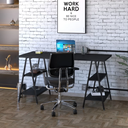 Ver imagem 1 de Escrivaninha Mesa Escritório Cavalete Estilo Kuadra 4 Prateleiras 150cm Industrial Preto Ônix
