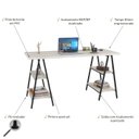 Ver imagem 5 de Escrivaninha Mesa Escritório Cavalete 150cm 4 Prateleiras Estilo Industrial Kuadra