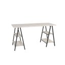 Ver imagem 4 de Escrivaninha Mesa Escritório Cavalete Estilo Kuadra 4 Prateleiras 150cm Industrial Snow e Preto Branco