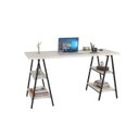 Ver imagem 3 de Escrivaninha Mesa Escritório Cavalete Estilo Kuadra 4 Prateleiras 150cm Industrial Snow e Preto Branco