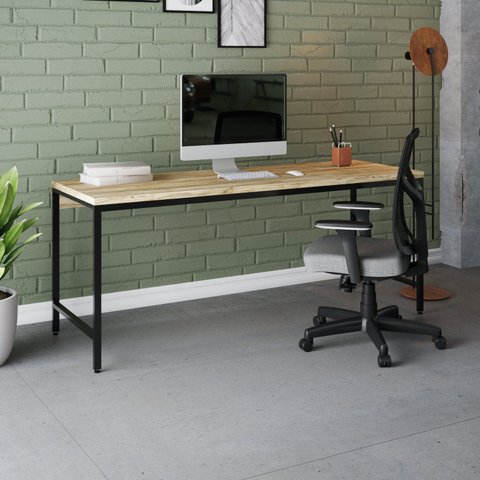 Escrivaninha Mesa Escritório Estilo Diretor Active 180cm Industrial Yescasa Carvalho