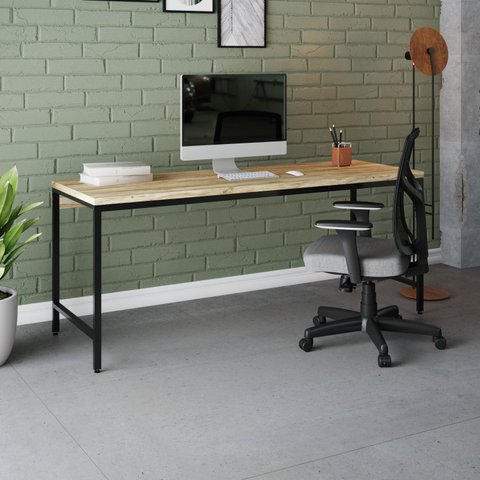 Escrivaninha Mesa Escritório Estilo Diretor Active 180cm Industrial Yescasa Carvalho