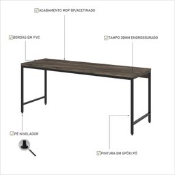 Escrivaninha 180cm Estilo Industrial Diretor Active Yescasa - 5