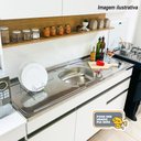 Ver imagem 6 de Armário de Cozinha Completa 150 com Balcão para Pia 9 Portas Line - Freijó/gris