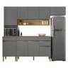 Armário de Cozinha Completa 150 com Balcão para Pia 9 Portas Line - Freijó/gris - 10