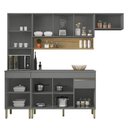 Ver imagem 3 de Armário de Cozinha Completa 150 com Balcão para Pia 9 Portas Line - Freijó/gris