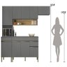 Armário de Cozinha Completa 150 com Balcão para Pia 9 Portas Line - Freijó/gris - 4