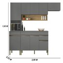 Ver imagem 2 de Armário de Cozinha Completa 150 com Balcão para Pia 9 Portas Line - Freijó/gris
