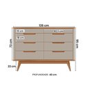 Ver imagem 3 de Cômoda Quarto Vicenza 8 Gavetas com Pés Off White/Cedro