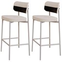 Ver imagem 1 de Kit 02 Banquetas Alta Bar Cozinha Sala de Jantar Aço Branco Kaira C01 Linho Palha Courino Preto -