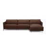 Sofá Decorativo Karine 5 Lugares Sala de Estar 330cm com Chaise Pés em Aço Couro Marrom Chocolate - 3