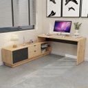 Ver imagem 1 de Escrivaninha Mesa Escritório em L Executiva com Balcão Cayman 170,5cm Yescasa Marrom