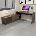 Ver imagem 1 de Escrivaninha Mesa Escritório em L Executiva 170x180cm com Balcão Cayman Yescasa