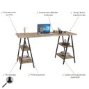 Ver imagem 5 de Escrivaninha Mesa Escritório Cavalete Estilo Kuadra 4 Prateleiras 150cm Industrial Carvalho e Preto Marrom