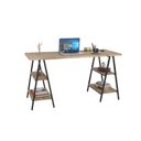 Ver imagem 3 de Escrivaninha Mesa Escritório Cavalete Estilo Kuadra 4 Prateleiras 150cm Industrial Carvalho e Preto Marrom