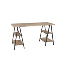 Ver imagem 4 de Escrivaninha Mesa Escritório Cavalete Estilo Kuadra 4 Prateleiras 150cm Industrial Carvalho e Preto Marrom