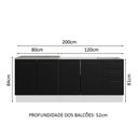 Ver imagem 4 de Kit com 2 Balcões de Cozinha Madesa Agata 3 Gavetas 4 Portas (Sem Tampo e Pia) Branco/Preto