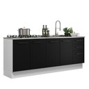 Ver imagem 3 de Kit com 2 Balcões de Cozinha Madesa Agata 3 Gavetas 4 Portas (Sem Tampo e Pia) Branco/Preto
