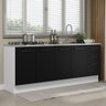 Kit com 2 Balcões de Cozinha Madesa Agata 3 Gavetas 4 Portas (Sem Tampo e Pia) Branco/Preto - 2
