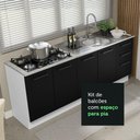 Ver imagem 7 de Kit com 2 Balcões de Cozinha Madesa Agata 3 Gavetas 4 Portas (Sem Tampo e Pia) Branco/Preto