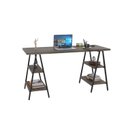 Ver imagem 3 de Escrivaninha Mesa Escritório Cavalete Estilo Kuadra 4 Prateleiras 150cm Industrial Carvalho Dark e Preto Marrom