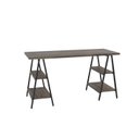 Ver imagem 4 de Escrivaninha Mesa Escritório Cavalete Estilo Kuadra 4 Prateleiras 150cm Industrial Carvalho Dark e Preto Marrom