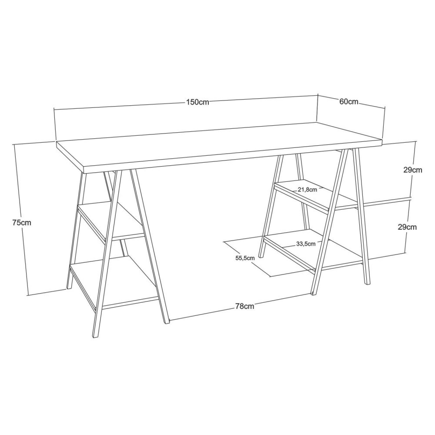 Escrivaninha Cavalete 150cm 4 Prateleiras Estilo Industrial Kuadra  - 6