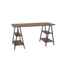 Ver imagem 4 de Escrivaninha Mesa Escritório Cavalete Estilo Kuadra 4 Prateleiras 150cm Industrial Nogal e Preto Marrom