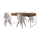 Ver imagem 2 de Mesa Jantar Industrial Retangular Filadélfia Amêndoa 137x90cm Base Ferro Branco com 4 Cadeiras Branc