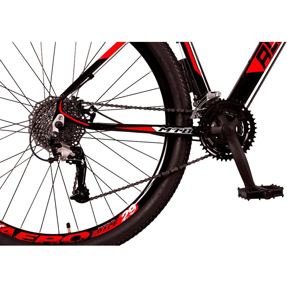 Bicicleta Aro 29 Raider Aluminum 27v Freio a Disco Preto e Vermelho Tam ...