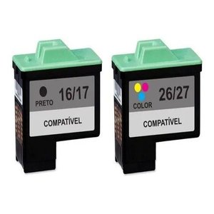 Kit Colorido de Cartucho de Tinta Compatível com Lexmark N16 N17 N26 N27 para Z645 Z647 X1270 X1185 