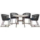 Ver imagem 1 de Mesa com 4 Cadeiras de Jantar Roma 100cm e Noronha em Aluminío Marrom Corda Nautica Estofado 12 Tram