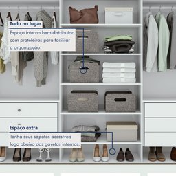 Guarda Roupa Casal com 3 Espelhos 3 Portas de Correr 6 Gavetas e Pés 270,5cm Spazio Super Glass 100% MDF - 8