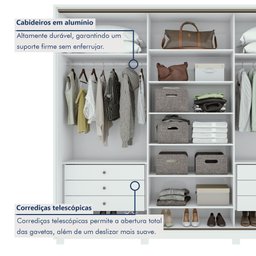 Guarda Roupa Casal com 3 Espelhos 3 Portas de Correr 6 Gavetas e Pés 270,5cm Spazio Super Glass 100% MDF - 7