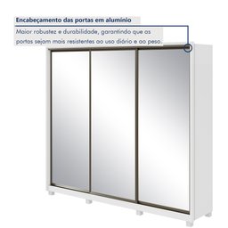 Guarda Roupa Casal com 3 Espelhos 3 Portas de Correr 6 Gavetas e Pés 270,5cm Spazio Super Glass 100% MDF - 6