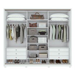 Guarda Roupa Casal com 3 Espelhos 3 Portas de Correr 6 Gavetas e Pés 270,5cm Spazio Super Glass 100% MDF - 15