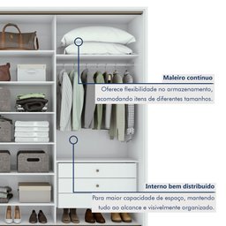 Guarda Roupa Casal com 3 Espelhos 3 Portas de Correr 6 Gavetas e Pés 270,5cm Spazio Super Glass 100% MDF - 10